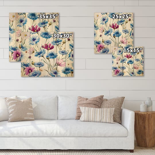 Designart - Blue and Pink Wild Cornflowers